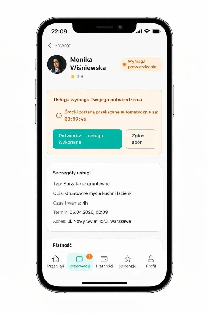Логотип Clensy в прев’ю мобільного застосунку для бронювання прибирання